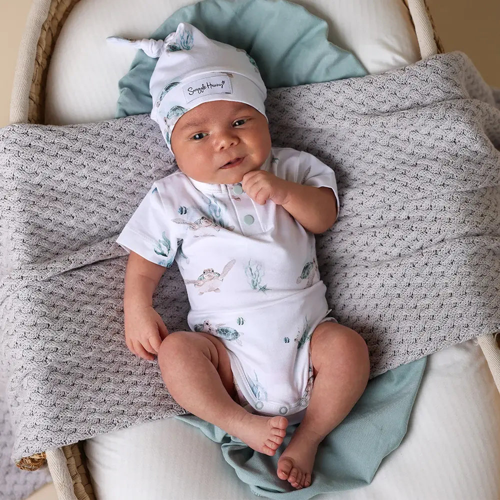 Snuggle Hunny Kids Snuggle Hunny Turtle Short Sleeve Organic Bodysuit