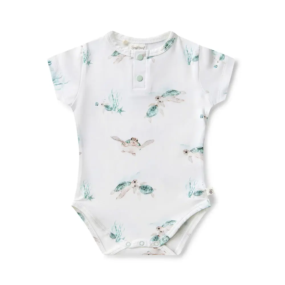 Snuggle Hunny Kids Snuggle Hunny Turtle Short Sleeve Organic Bodysuit