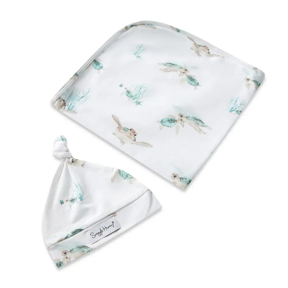Snuggle Hunny Kids Snuggle Hunny Turtle Organic Jersey Wrap & Beanie Set