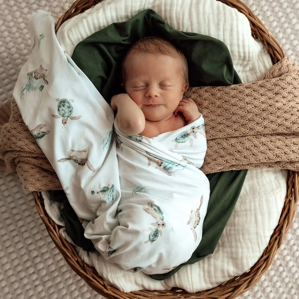 Snuggle Hunny Kids Snuggle Hunny Turtle Organic Jersey Wrap & Beanie Set