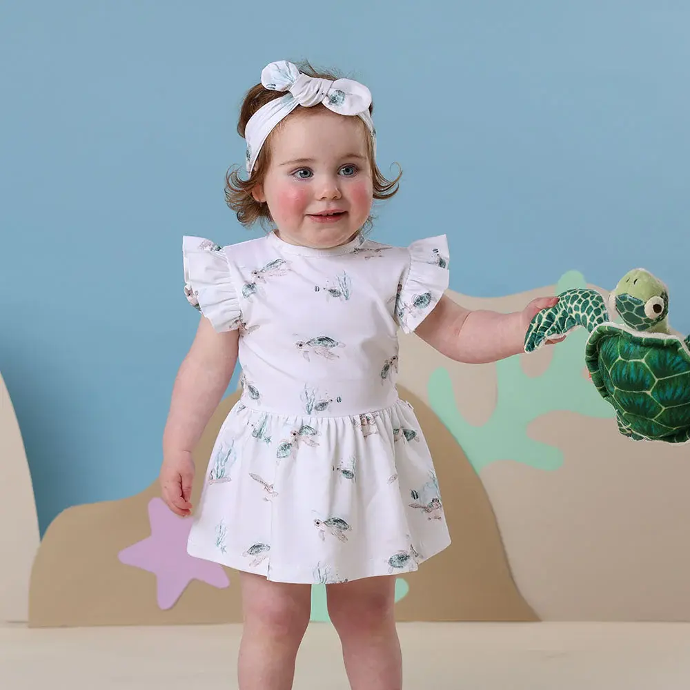 Snuggle Hunny Kids Snuggle Hunny Turtle Short Sleeve Organic Dress