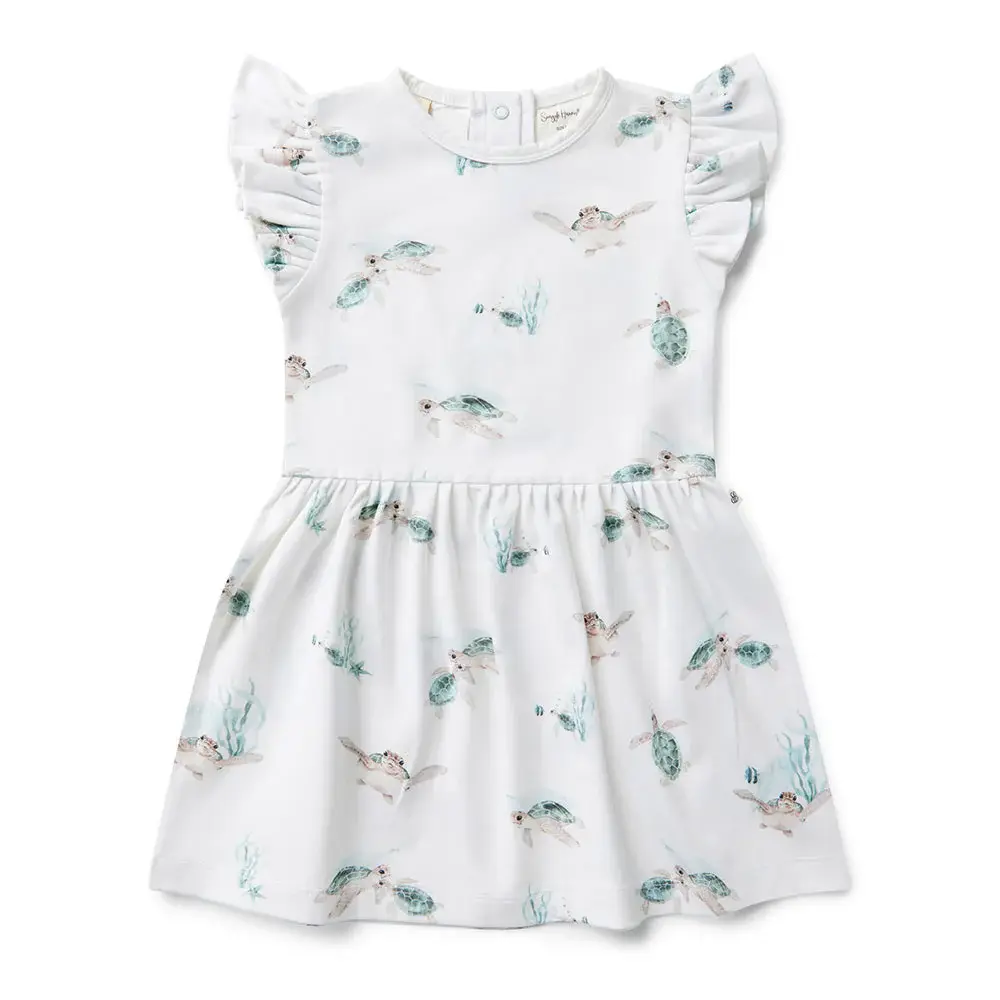 Snuggle Hunny Kids Snuggle Hunny Turtle Short Sleeve Organic Dress