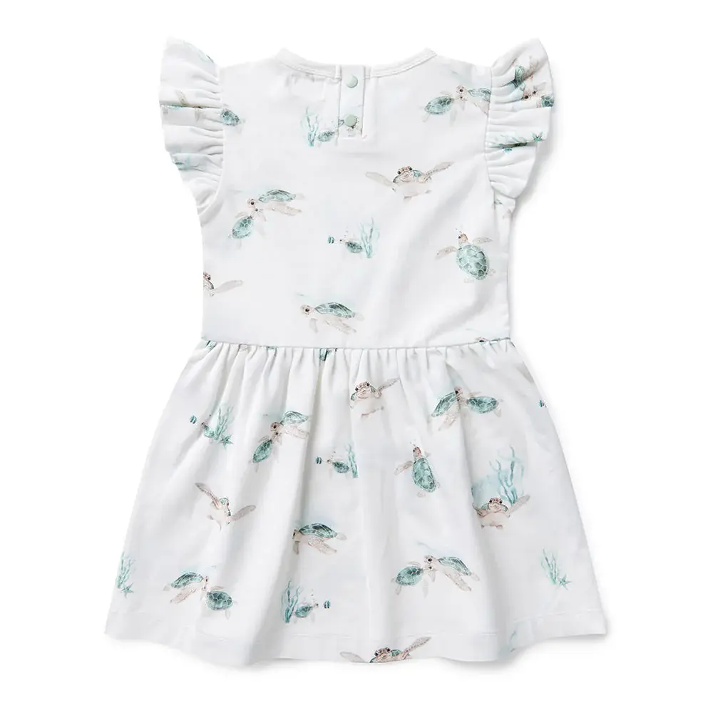 Snuggle Hunny Kids Snuggle Hunny Turtle Short Sleeve Organic Dress