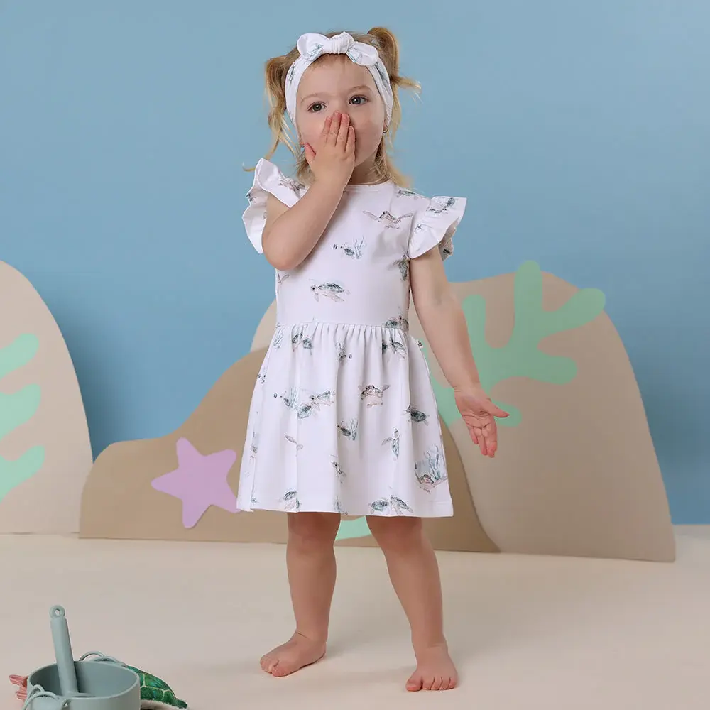 Snuggle Hunny Kids Snuggle Hunny Turtle Short Sleeve Organic Dress