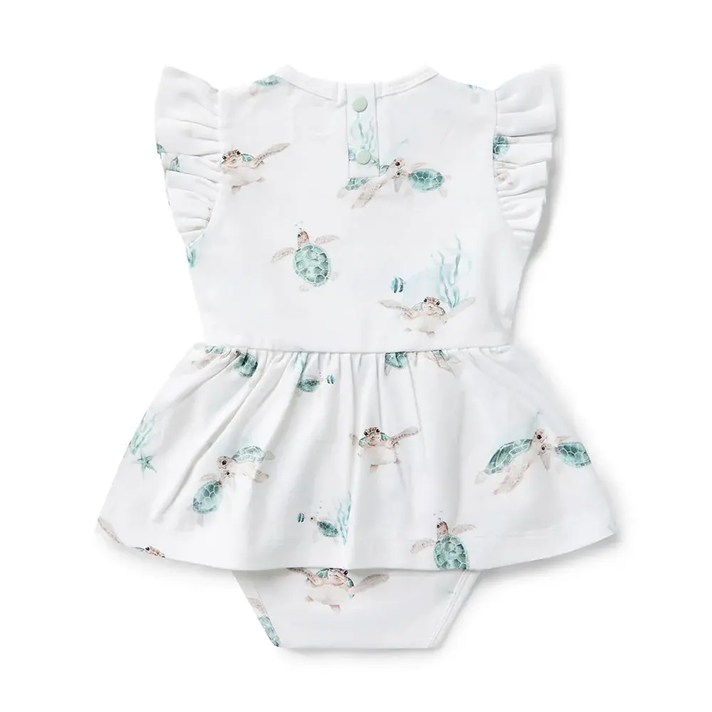 Snuggle Hunny Kids Snuggle Hunny Turtle Short Sleeve Organic Dress