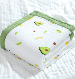Bub2Kids Bub2Kids 6 Layer Muslin Blanket 100% Organic Cotton - Avocado & Banana