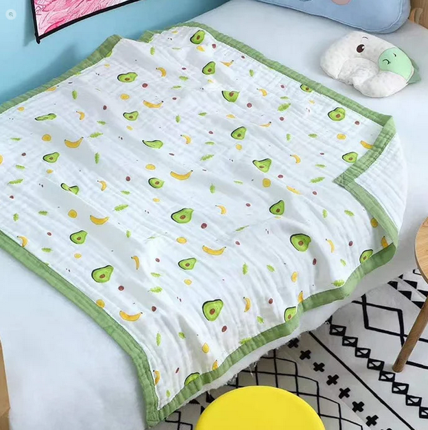 Bub2Kids Bub2Kids 6 Layer Muslin Blanket 100% Organic Cotton - Avocado & Banana