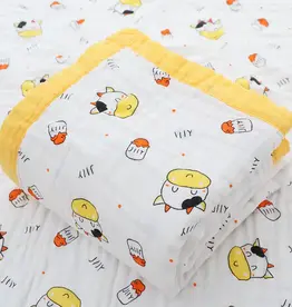 Bub2Kids Bub2Kids 6 Layer Muslin Blanket 100% Organic Cotton - Cow & Milk Bottle