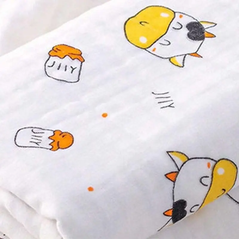 Bub2Kids Bub2Kids 6 Layer Muslin Blanket 100% Organic Cotton - Cow & Milk Bottle