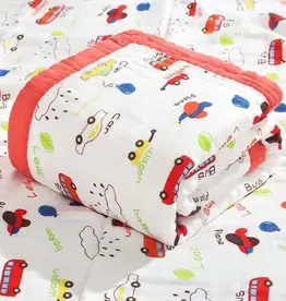 Bub2Kids Bub2Kids 6 Layer Muslin Blanket 100% Organic Cotton Bus, Wagon, Car, Plane