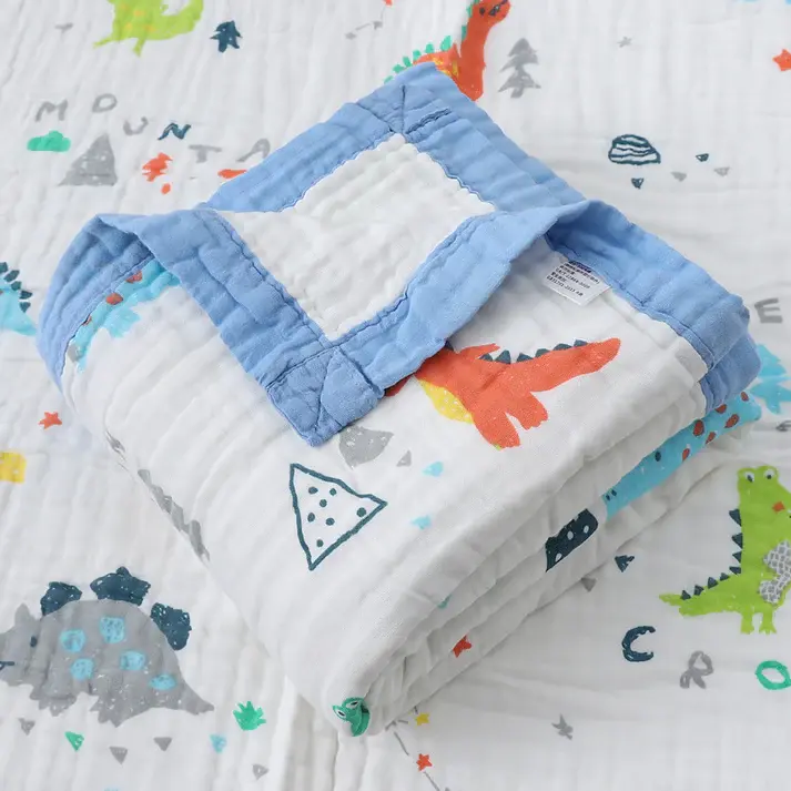 Bub2Kids Bub2Kids 6 Layer Muslin Blanket 100% Organic Cotton - Dinasour & Mountain