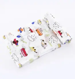 Bub2Kids Bub2Kids 1 Layer Muslin Swaddle Wrap 100% Organic Cotton - Bus, Wagon, Car, Plane
