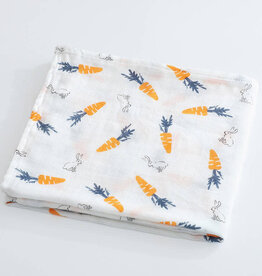 Bub2Kids Bub2Kids 1 Layer Muslin Swaddle Wrap 100% Organic Cotton - Carrot & Little Bunny