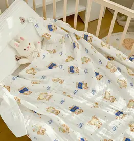 Bub2Kids Bub2Kids 1 Layer Muslin Swaddle Wrap 100% Organic Cotton - Cute Bear