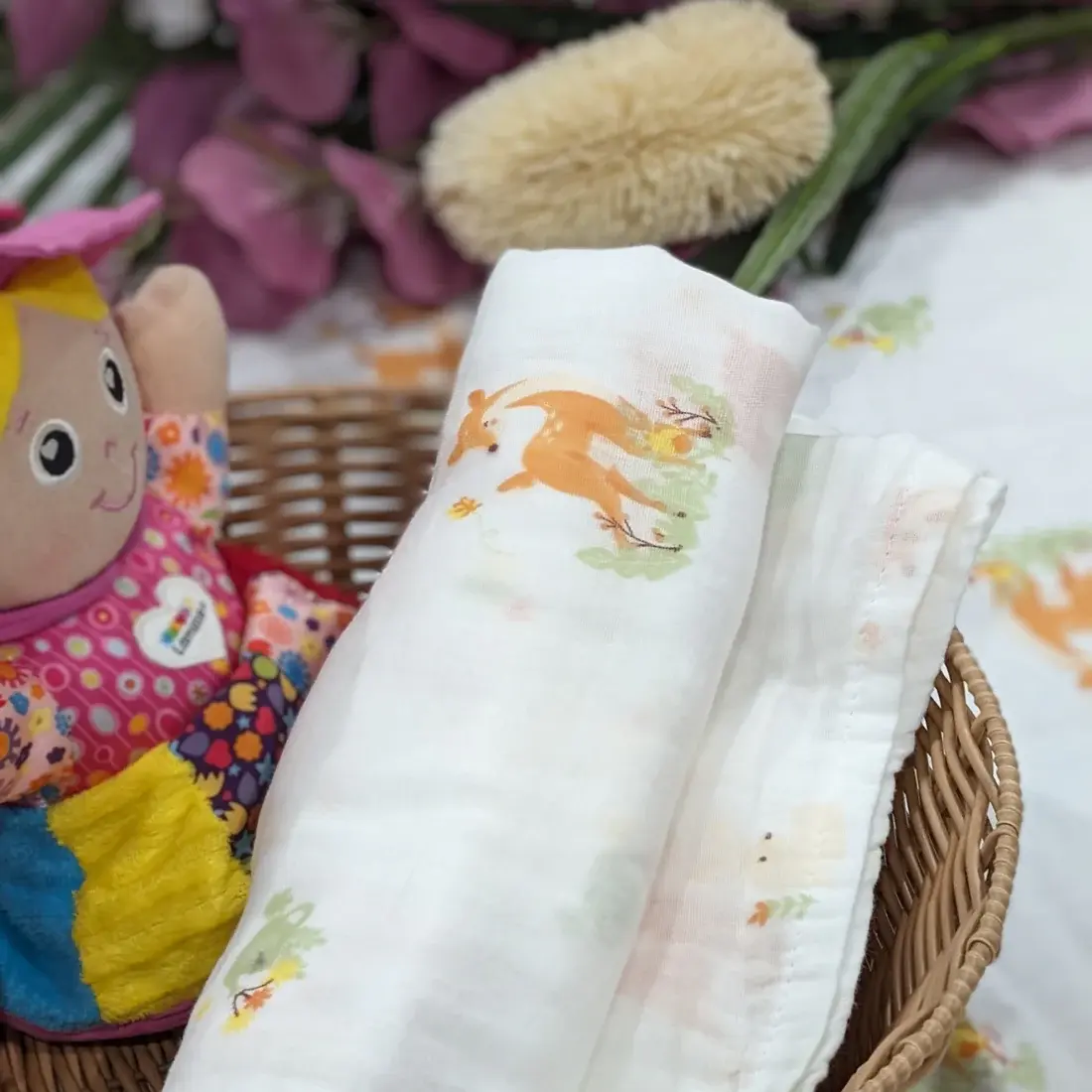 Bub2Kids Bub2Kids 1 Layer Muslin Swaddle Wrap 100% Organic Cotton - Deer, Oh Dear!
