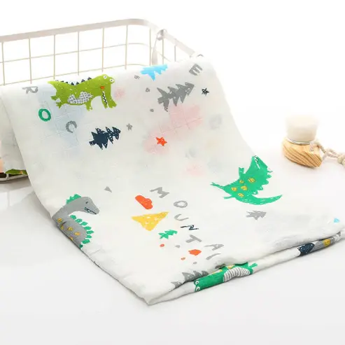 Bub2Kids Bub2Kids 1 Layer Muslin Swaddle Wrap 100% Organic Cotton - Dinosaur & Mountain