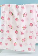 Bub2Kids Bub2Kids 1 Layer Muslin Swaddle Wrap 100% Organic Cotton - Peach & Little Bunny