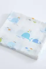 Bub2Kids Bub2Kids 1 Layer Muslin Swaddle Wrap 100% Organic Cotton - Whale, Fishes & Ocean