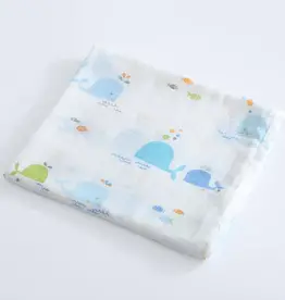 Bub2Kids Bub2Kids 1 Layer Muslin Swaddle Wrap 100% Organic Cotton - Whale, Fishes & Ocean