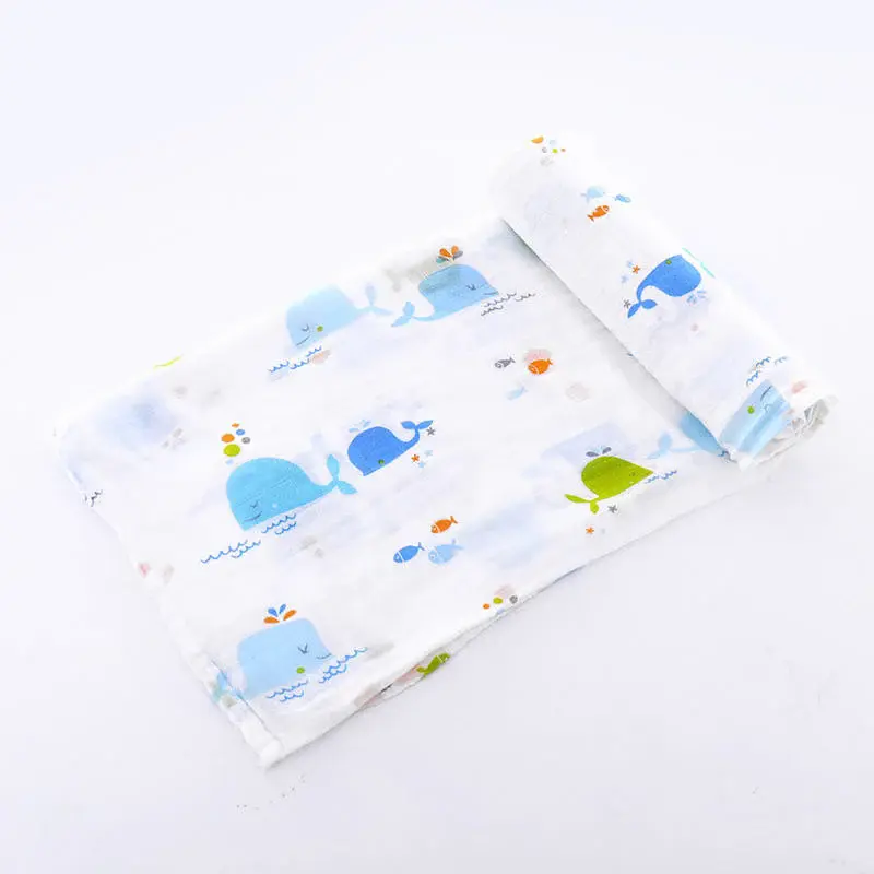 Bub2Kids Bub2Kids 1 Layer Muslin Swaddle Wrap 100% Organic Cotton - Whale, Fishes & Ocean