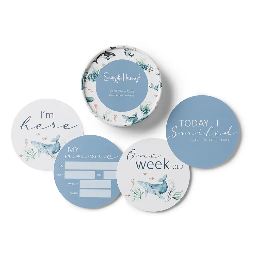 Snuggle Hunny Kids Snuggle Hunny Ocean & Indigo Reversible Milestone Cards