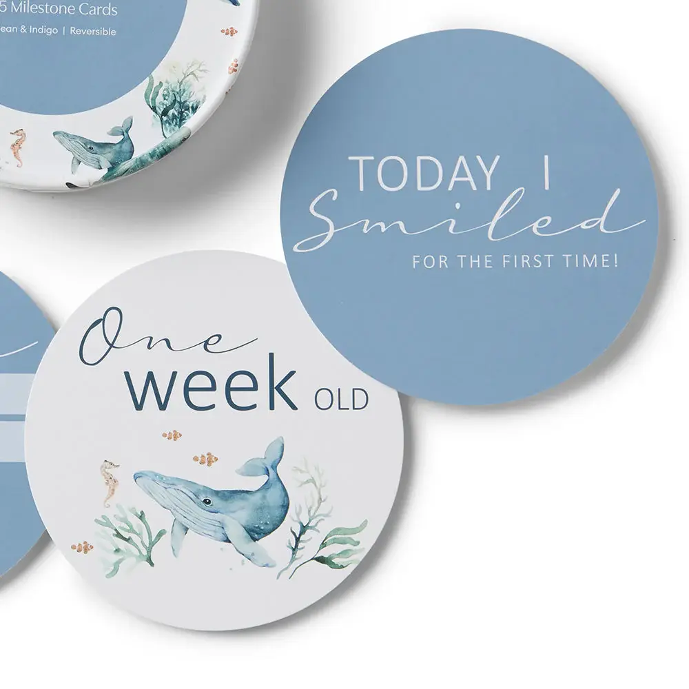 Snuggle Hunny Kids Snuggle Hunny Ocean & Indigo Reversible Milestone Cards