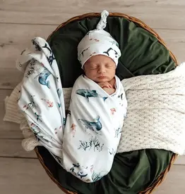 Snuggle Hunny Kids Snuggle Hunny Ocean Organic Jersey Wrap & Beanie Set