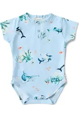 Snuggle Hunny Kids Snuggle Hunny Blue Ocean Short Sleeve Organic Bodysuit