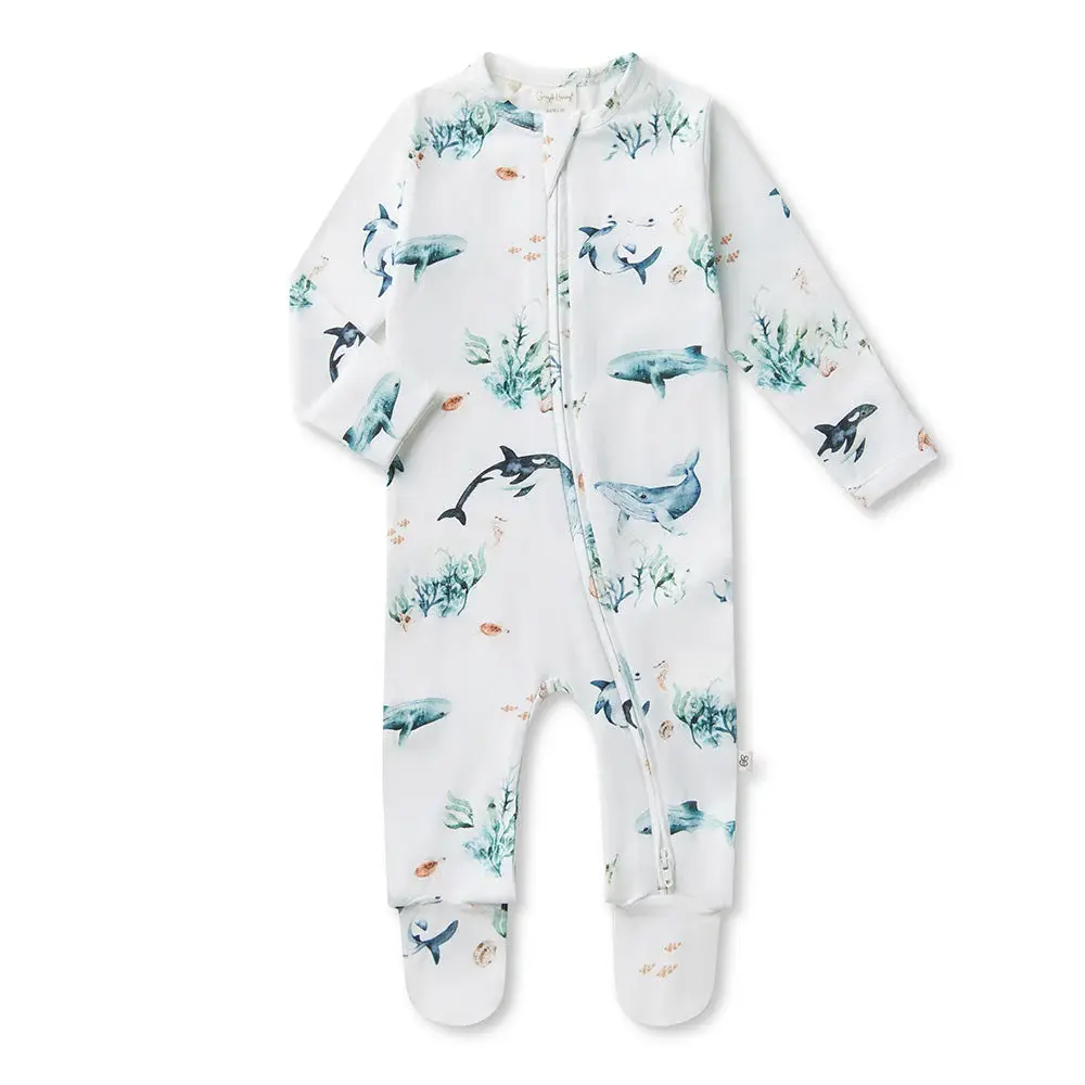 Snuggle Hunny Kids Snuggle Hunny Ocean Organic Snuggle Sleepsuit Zip Footie