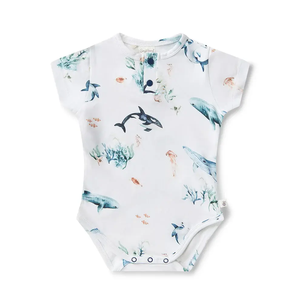 Snuggle Hunny Kids Snuggle Hunny Ocean Short Sleeve Organic Bodysuit
