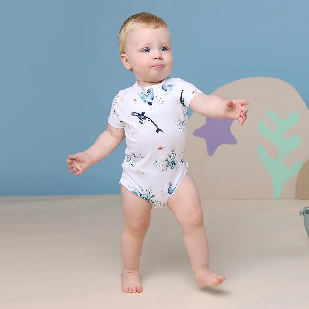 Snuggle Hunny Kids Snuggle Hunny Ocean Short Sleeve Organic Bodysuit