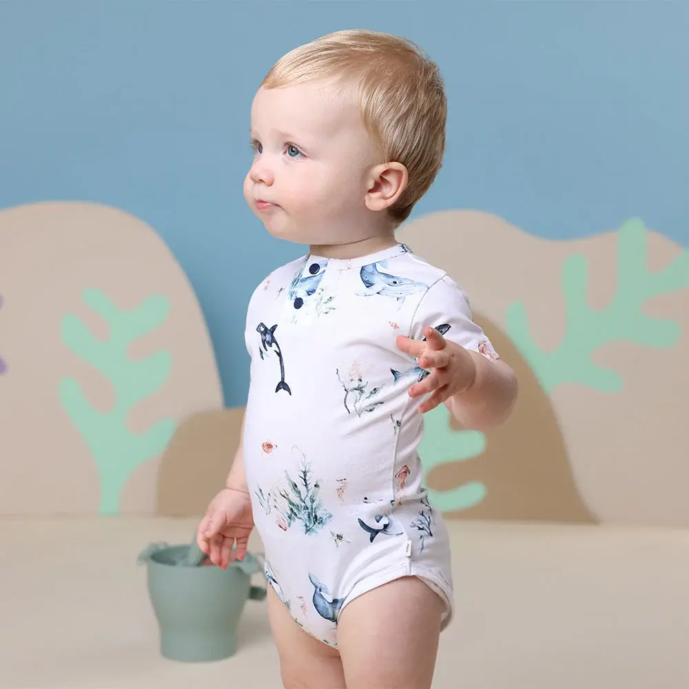 Snuggle Hunny Kids Snuggle Hunny Ocean Short Sleeve Organic Bodysuit