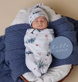 Snuggle Hunny Kids Snuggle Hunny Ocean Organic Snuggle Swaddle & Beanie Set