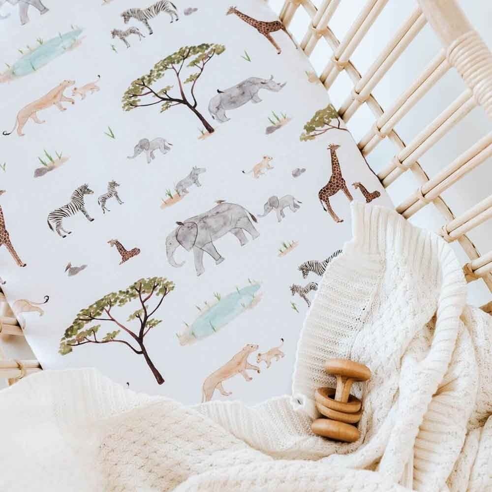 Snuggle Hunny Kids Snuggle Hunny Bassinet Sheet / Change Pad Cover - Safari