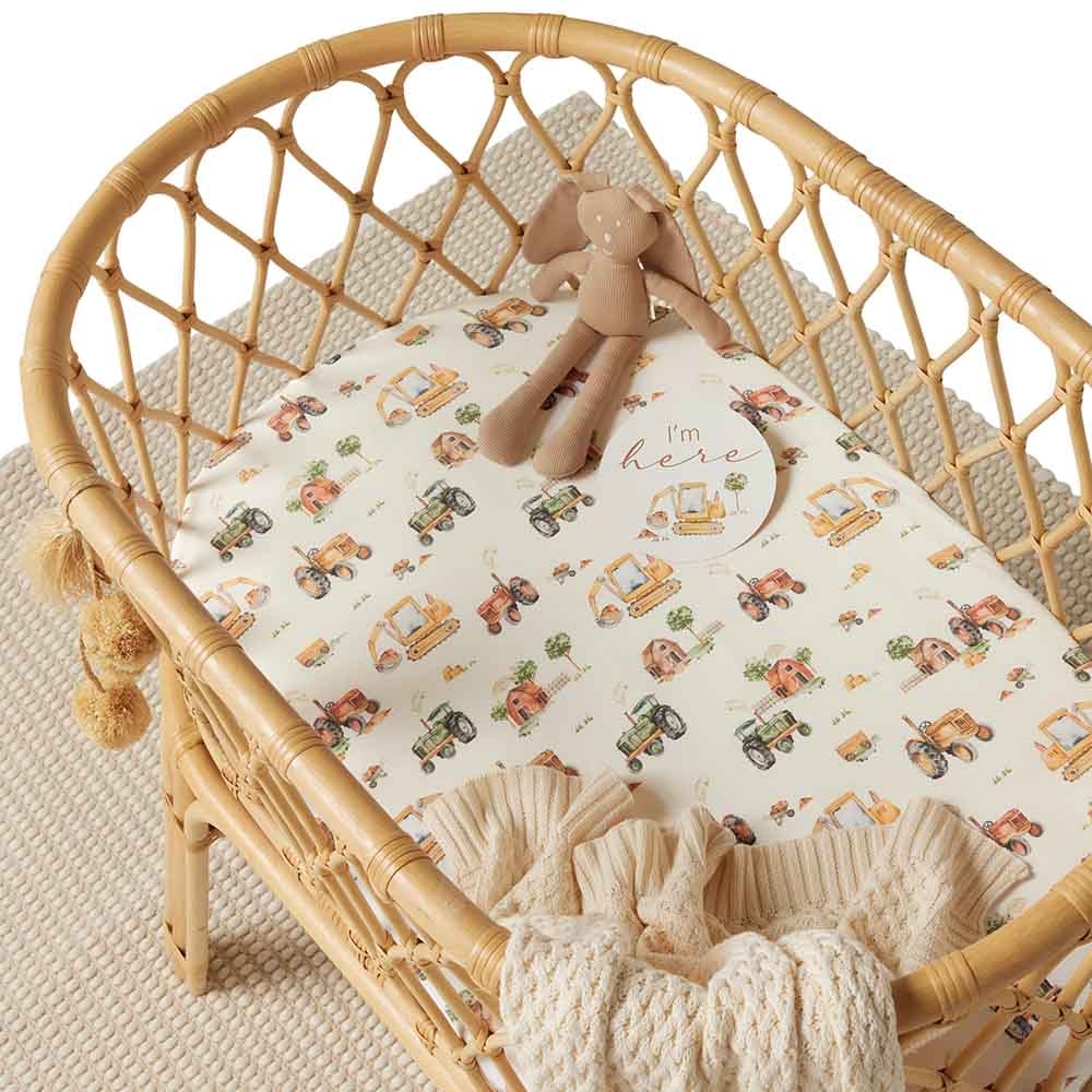 Snuggle Hunny Kids Snuggle Hunny Organic Bassinet Sheet / Change Pad Cover Diggers & Tractors