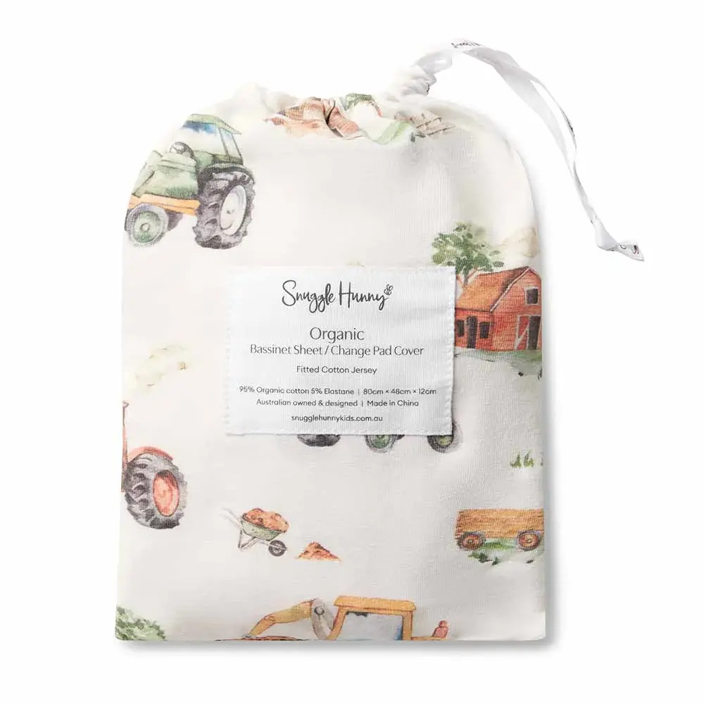 Snuggle Hunny Kids Snuggle Hunny Organic Bassinet Sheet / Change Pad Cover Diggers & Tractors