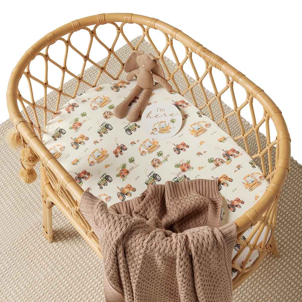 Snuggle Hunny Kids Snuggle Hunny Organic Bassinet Sheet / Change Pad Cover Diggers & Tractors