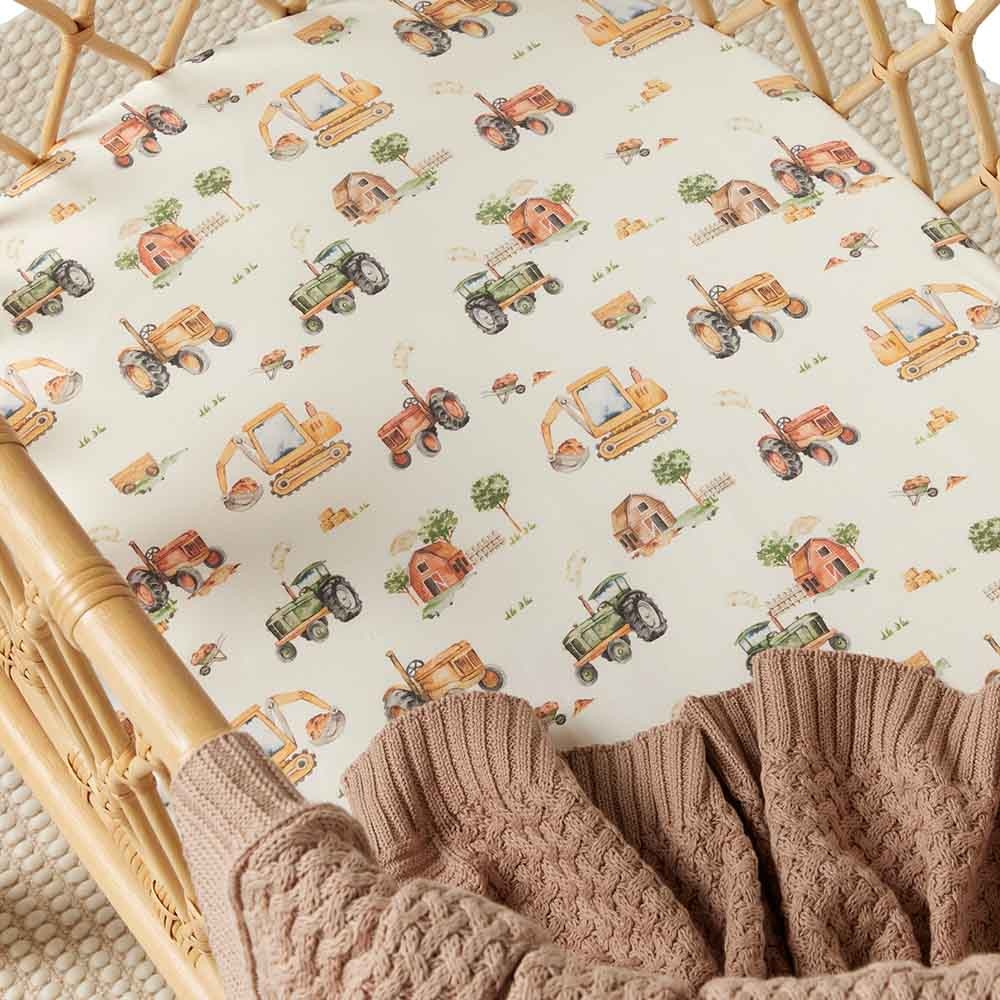 Snuggle Hunny Kids Snuggle Hunny Organic Bassinet Sheet / Change Pad Cover Diggers & Tractors