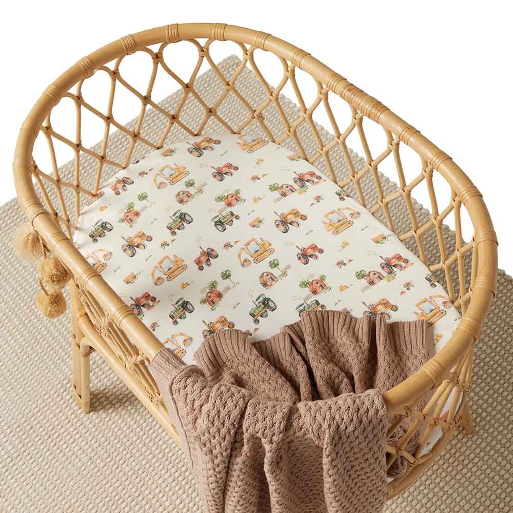 Snuggle Hunny Kids Snuggle Hunny Organic Bassinet Sheet / Change Pad Cover Diggers & Tractors