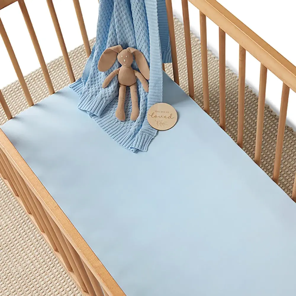 Snuggle Hunny Kids Snuggle Hunny Organic Fitted Cot Sheet Baby Blue