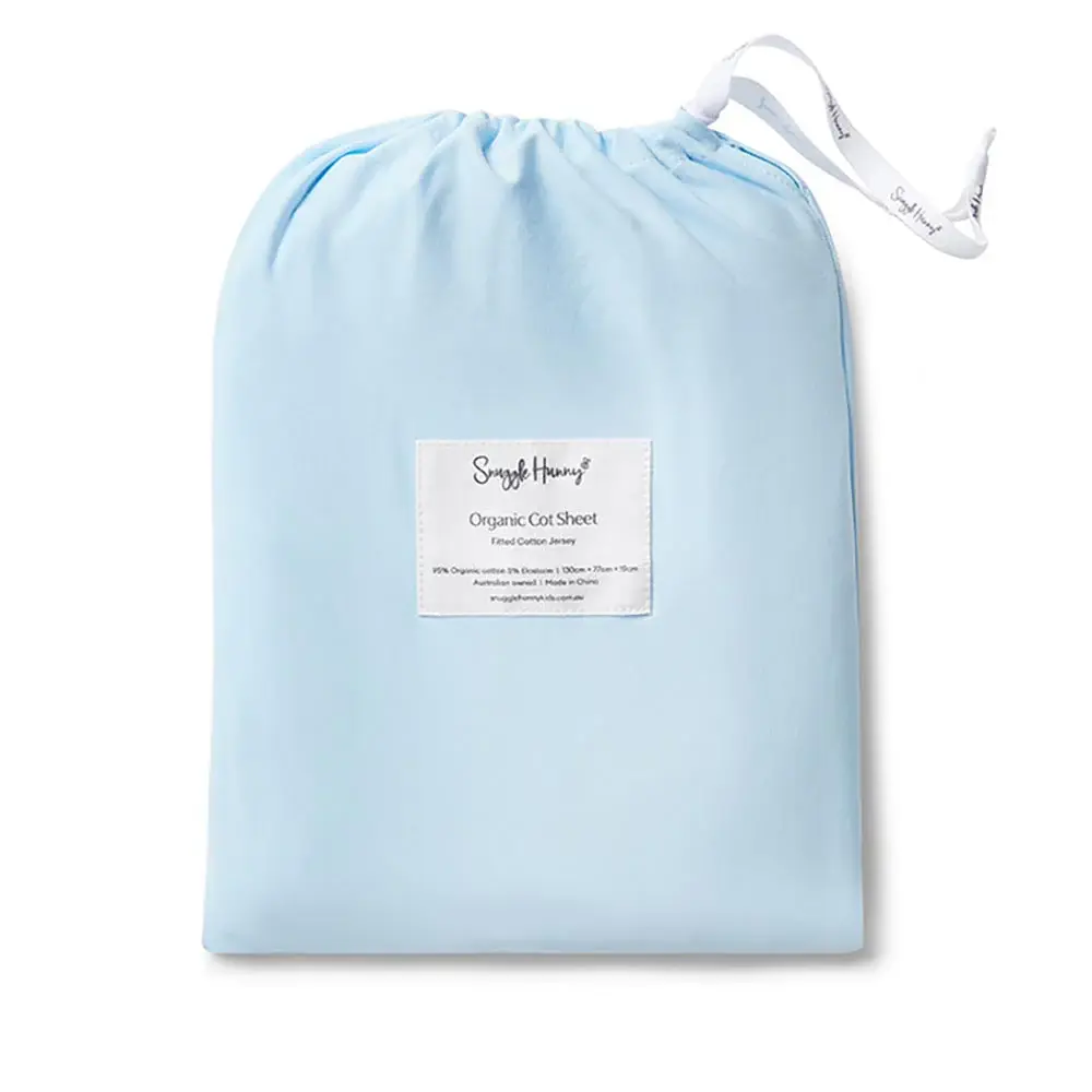 Snuggle Hunny Kids Snuggle Hunny Organic Fitted Cot Sheet Baby Blue