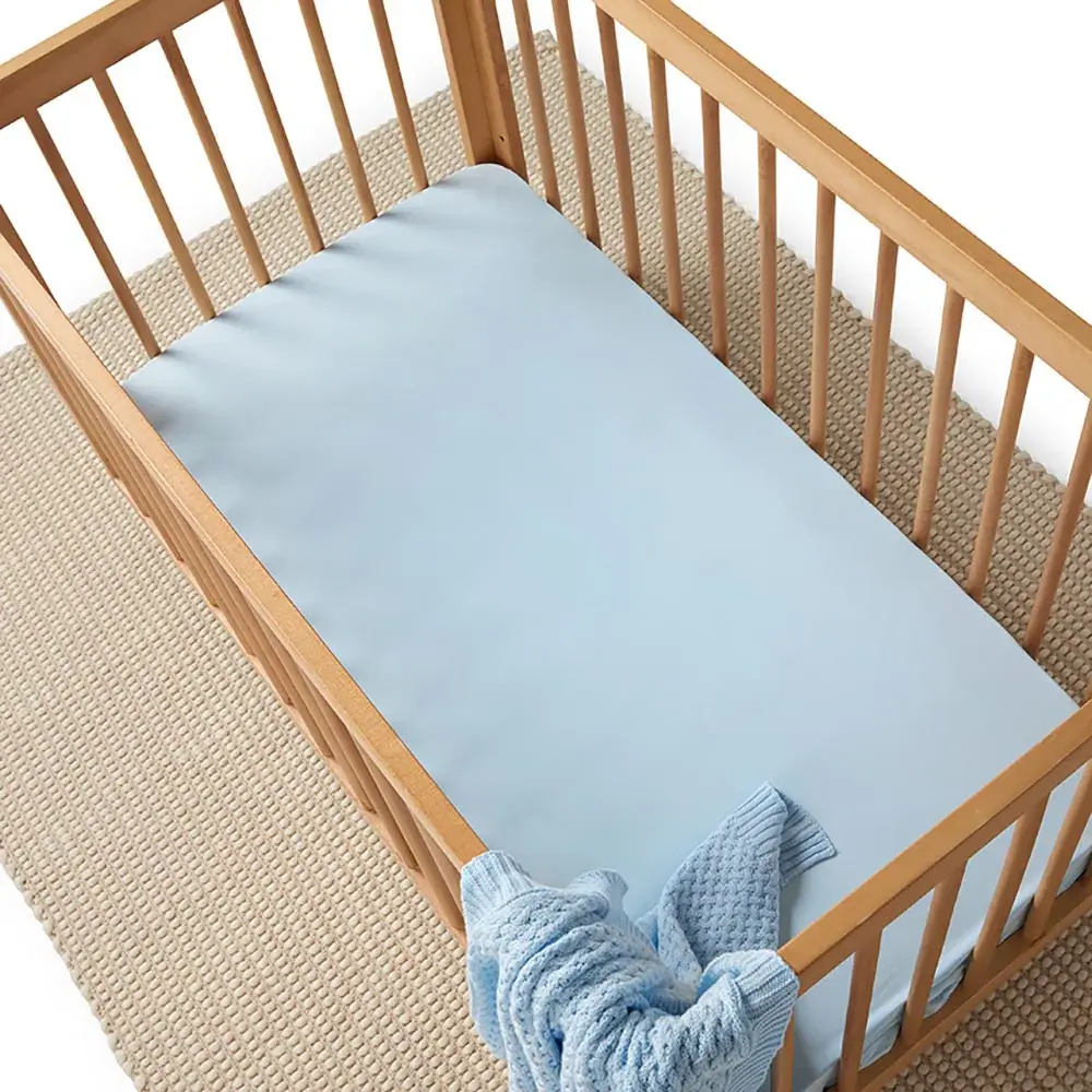 Snuggle Hunny Kids Snuggle Hunny Organic Fitted Cot Sheet Baby Blue
