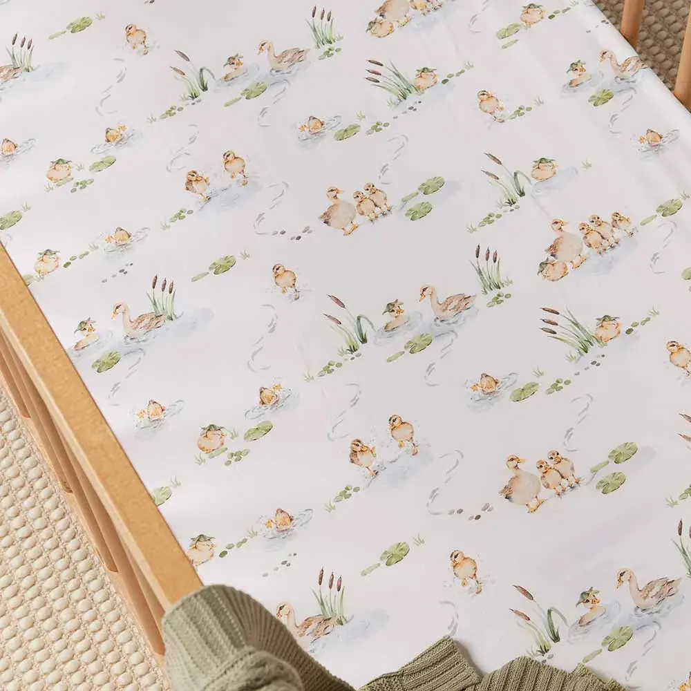 Snuggle Hunny Kids Snuggle Hunny Organic Fitted Cot Sheet Duck Pond