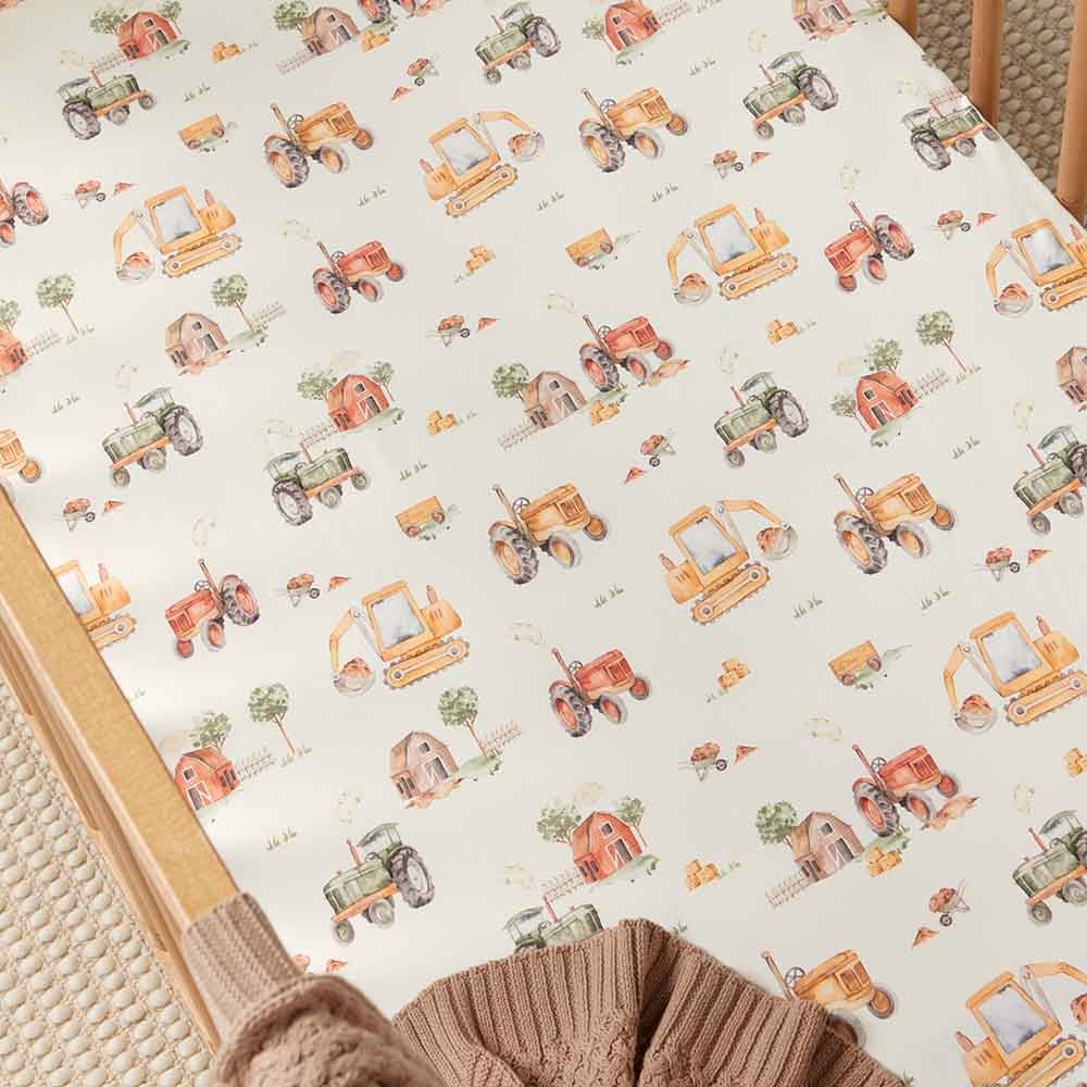 Snuggle Hunny Kids Snuggle Hunny Organic Fitted Cot Sheet Diggers