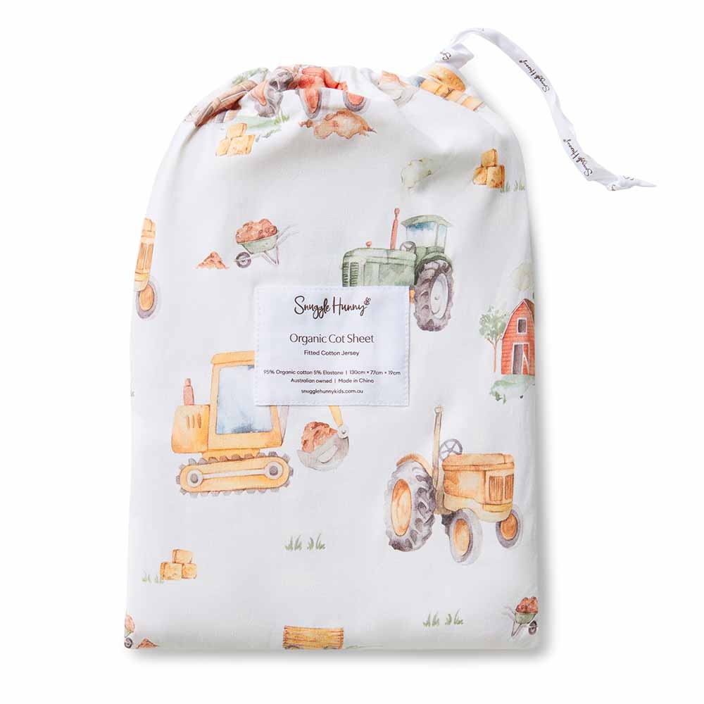 Snuggle Hunny Kids Snuggle Hunny Organic Fitted Cot Sheet Diggers