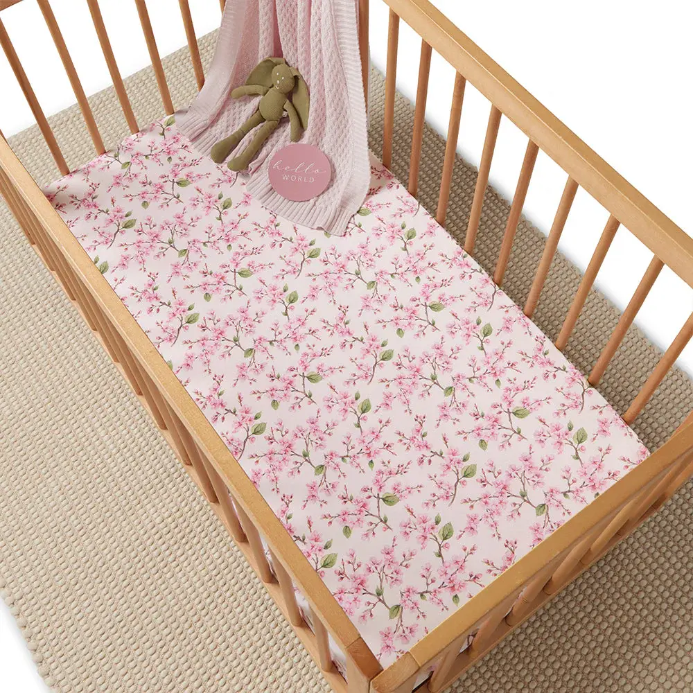 Snuggle Hunny Kids Snuggle Hunny Organic Fitted Cot Sheet Cherry Blossom