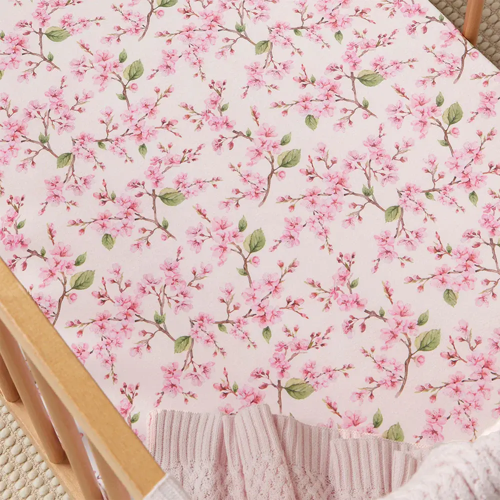 Snuggle Hunny Kids Snuggle Hunny Organic Fitted Cot Sheet Cherry Blossom