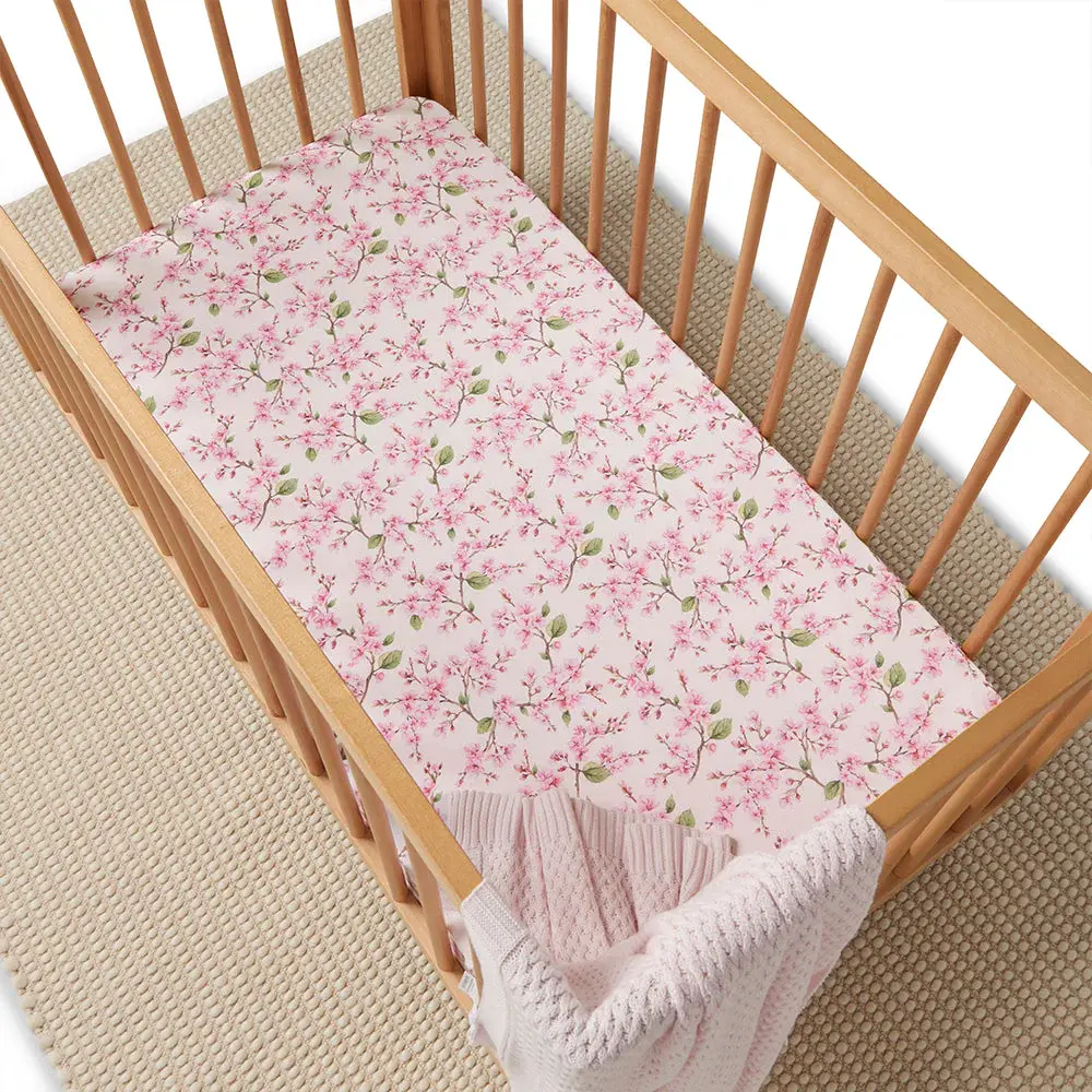 Snuggle Hunny Kids Snuggle Hunny Organic Fitted Cot Sheet Cherry Blossom