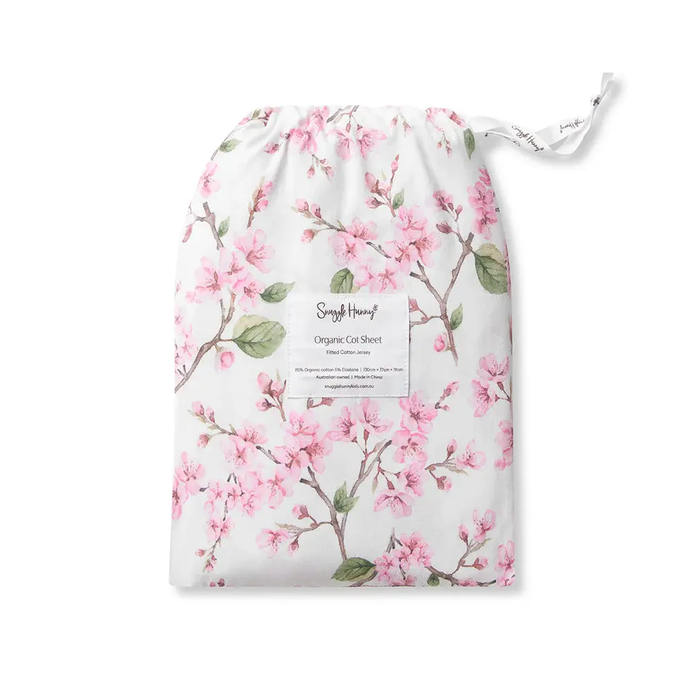 Snuggle Hunny Kids Snuggle Hunny Organic Fitted Cot Sheet Cherry Blossom