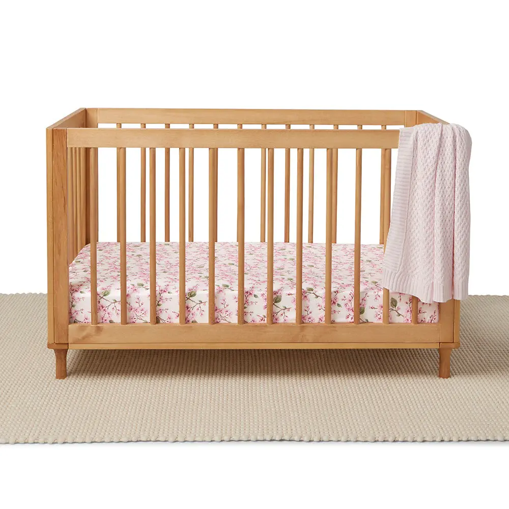 Snuggle Hunny Kids Snuggle Hunny Organic Fitted Cot Sheet Cherry Blossom